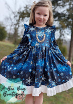 Load image into Gallery viewer, Snowflake Magic Crossback Twirl Dress
