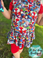 Load image into Gallery viewer, Spidey &amp; Friends Mashup Peplum Top
