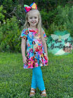 Load image into Gallery viewer, Rainbow Princesses Bow Back Peplum
