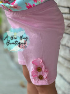 Pink Button Shorts