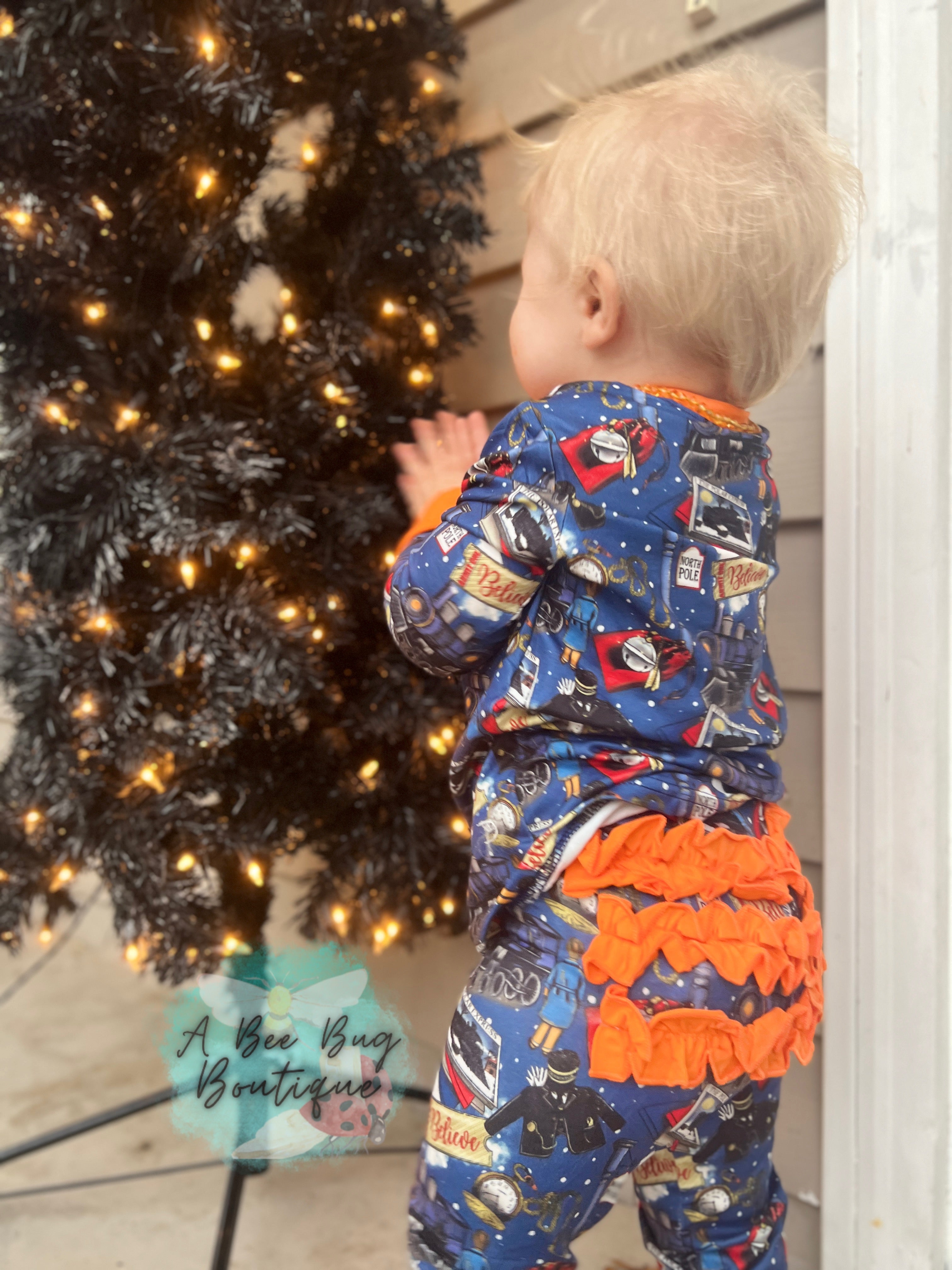 Christmas Express Ruffle Pj Set