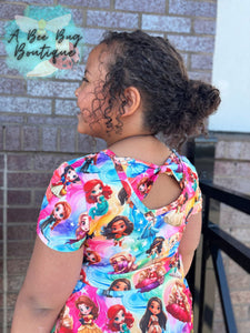 Rainbow Princesses Bow Back Peplum