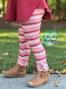 Mauve Stripe Button Leggings