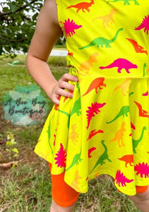 Neon Dinos Peplum Top