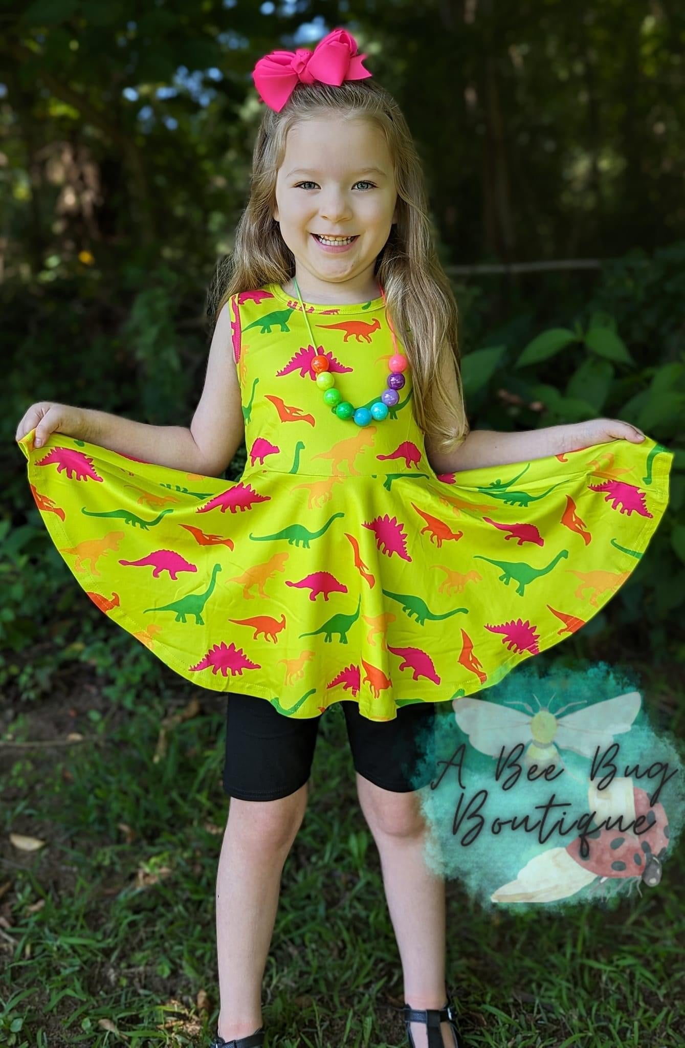 Neon Dinos Peplum Top