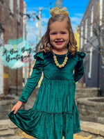 Load image into Gallery viewer, Emerald Green Velvet Dress
