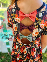 Load image into Gallery viewer, Midnight Blooms Bow Back Twirl Dress
