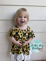 Load image into Gallery viewer, Harvest Sunflowers Cold Shoulder Dress
