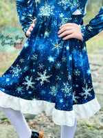 Load image into Gallery viewer, Snowflake Magic Crossback Twirl Dress
