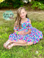 Load image into Gallery viewer, Neon Tie Dye Cold Shoulder Dress
