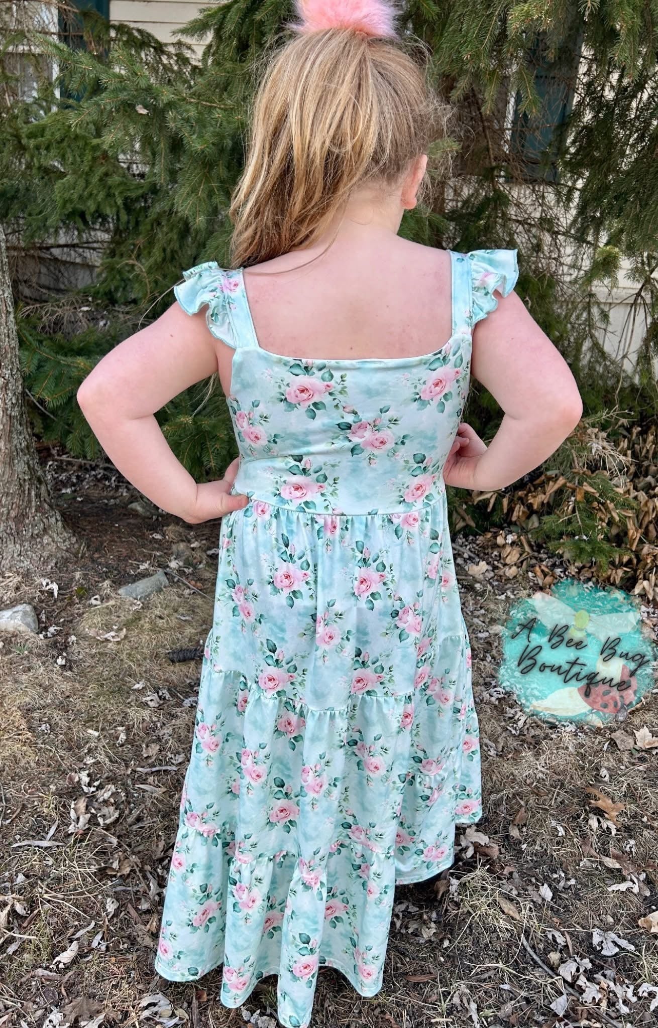 Spring Sage Floral Maxi Dress