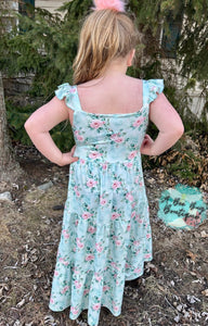 Spring Sage Floral Maxi Dress