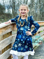 Load image into Gallery viewer, Snowflake Magic Crossback Twirl Dress
