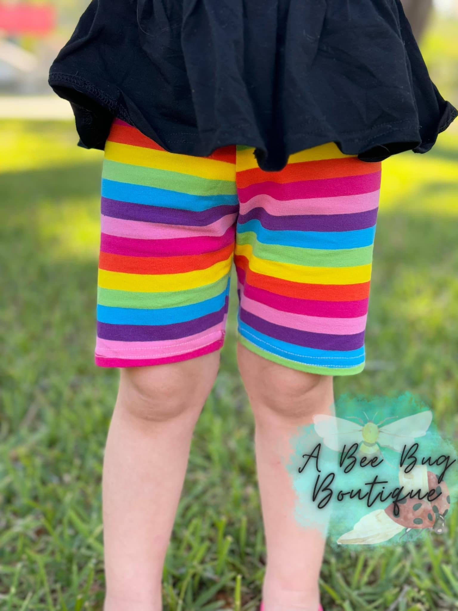 Rainbow Stripe Biker Shorts