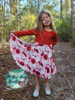 Load image into Gallery viewer, Red Roses Lace Sleeve Twirl
