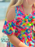 Load image into Gallery viewer, Neon Tie Dye Cold Shoulder Dress
