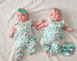 Spring Sage Floral Romper