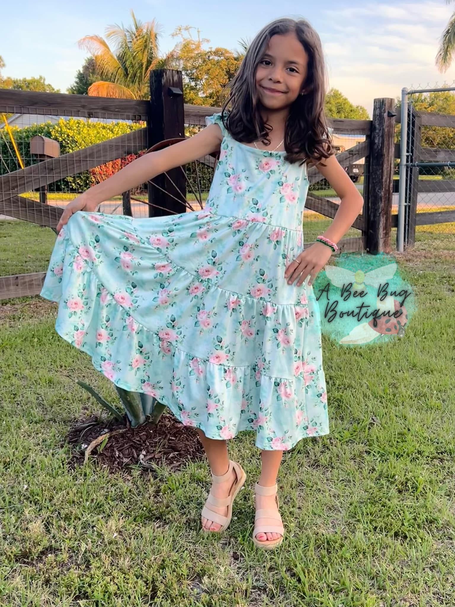 Spring Sage Floral Maxi Dress