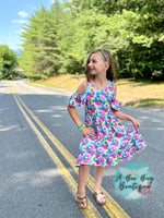 Load image into Gallery viewer, Neon Tie Dye Cold Shoulder Dress
