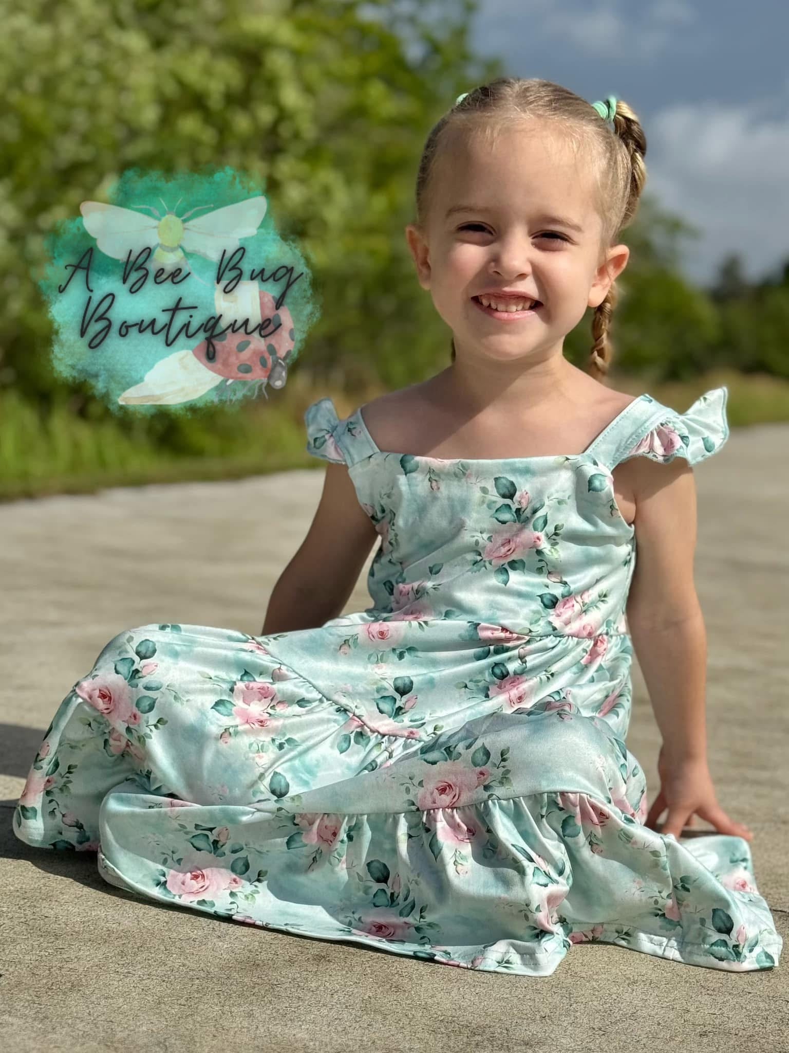 Spring Sage Floral Maxi Dress