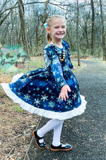 Load image into Gallery viewer, Snowflake Magic Crossback Twirl Dress
