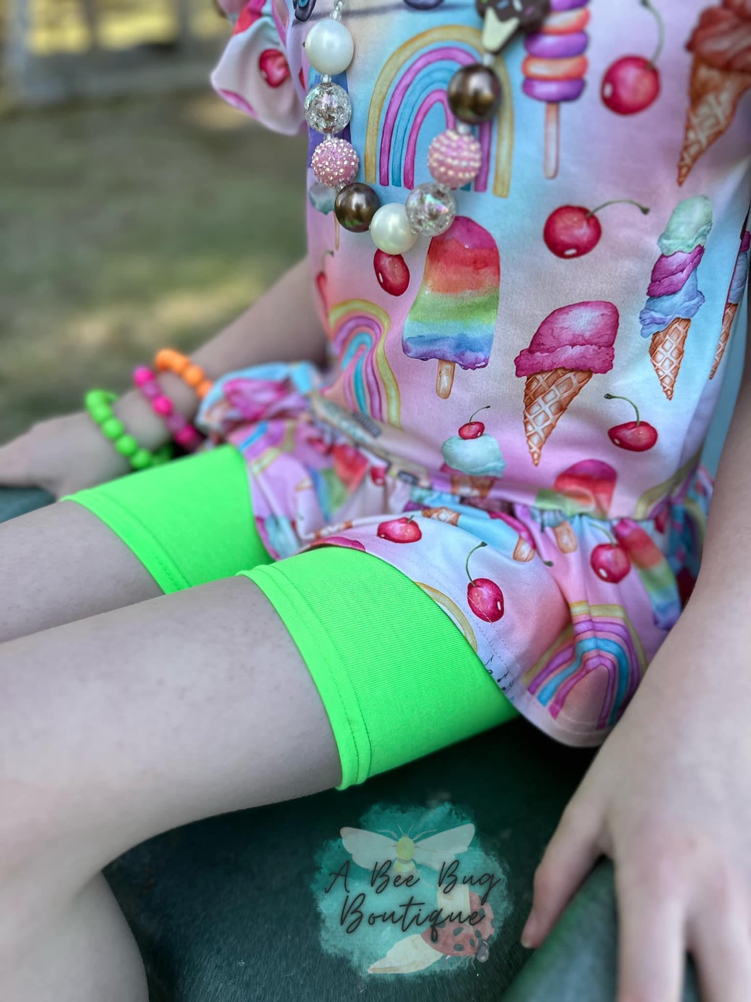 Neon Green Biker Shorts