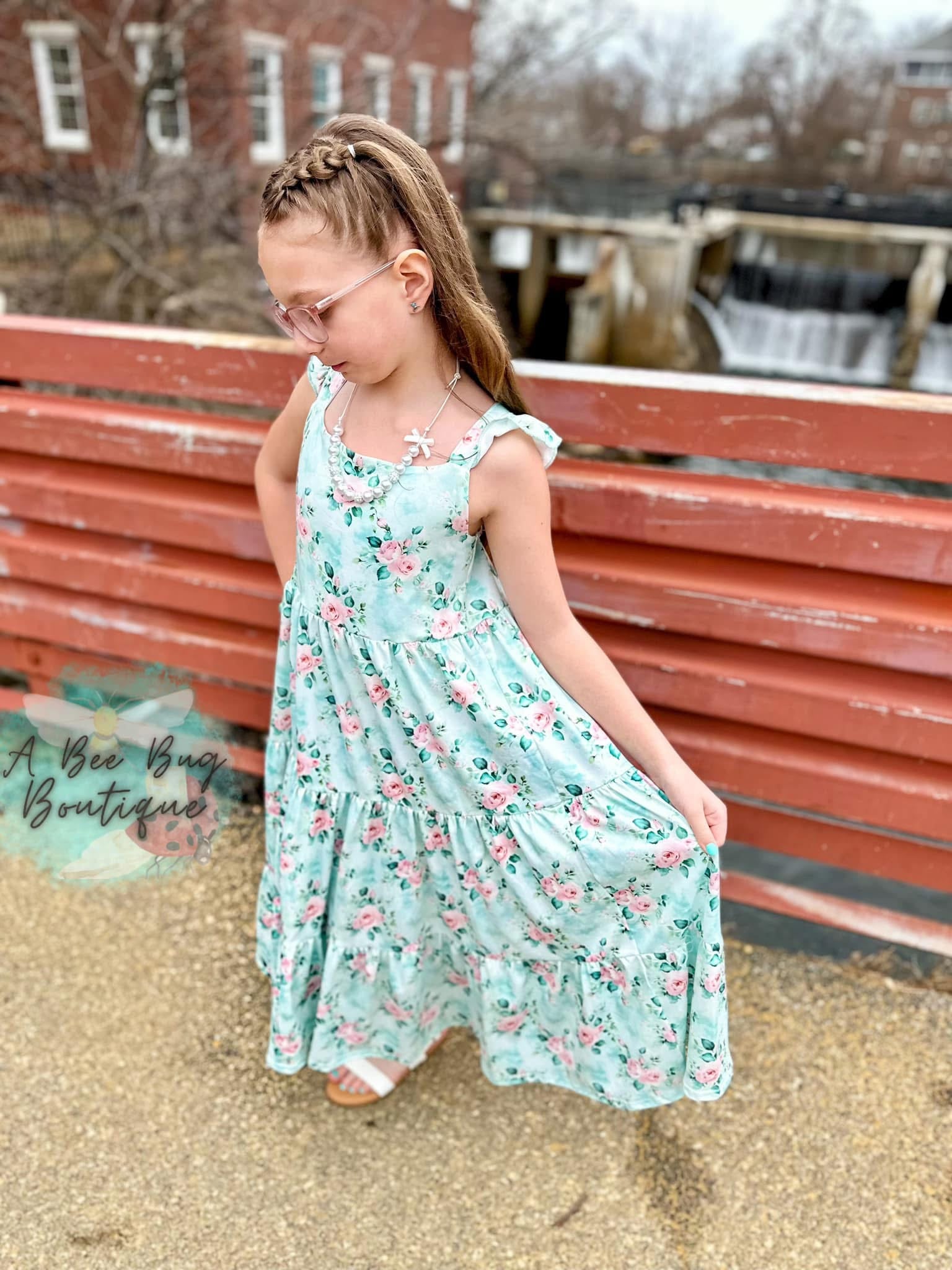 Spring Sage Floral Maxi Dress