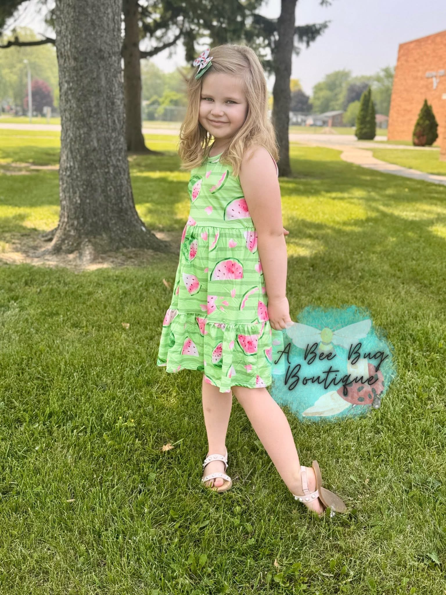 Watermelon Whirl Tiered Dress