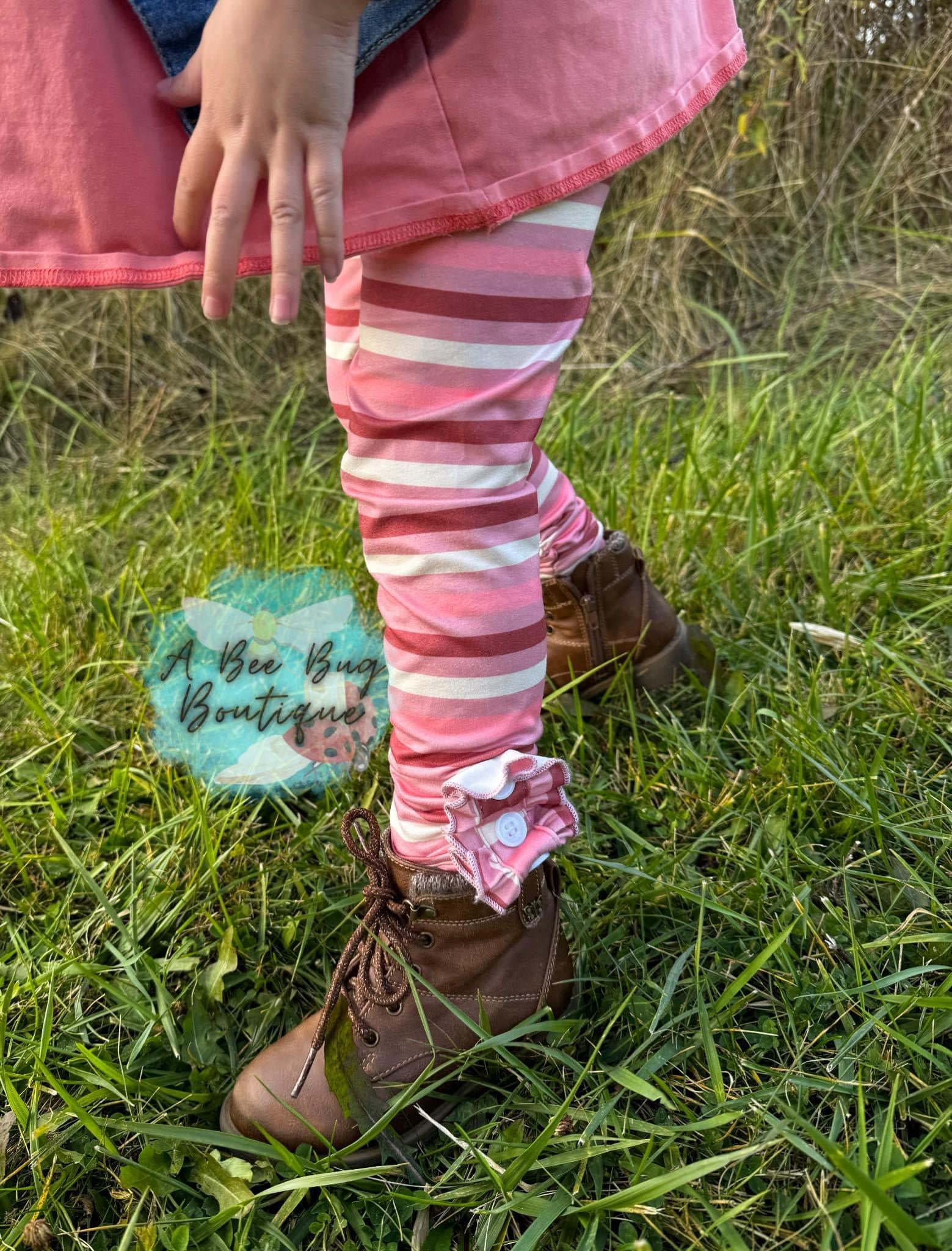 Mauve Stripe Button Leggings