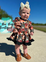 Load image into Gallery viewer, Midnight Blooms Skirted Romper
