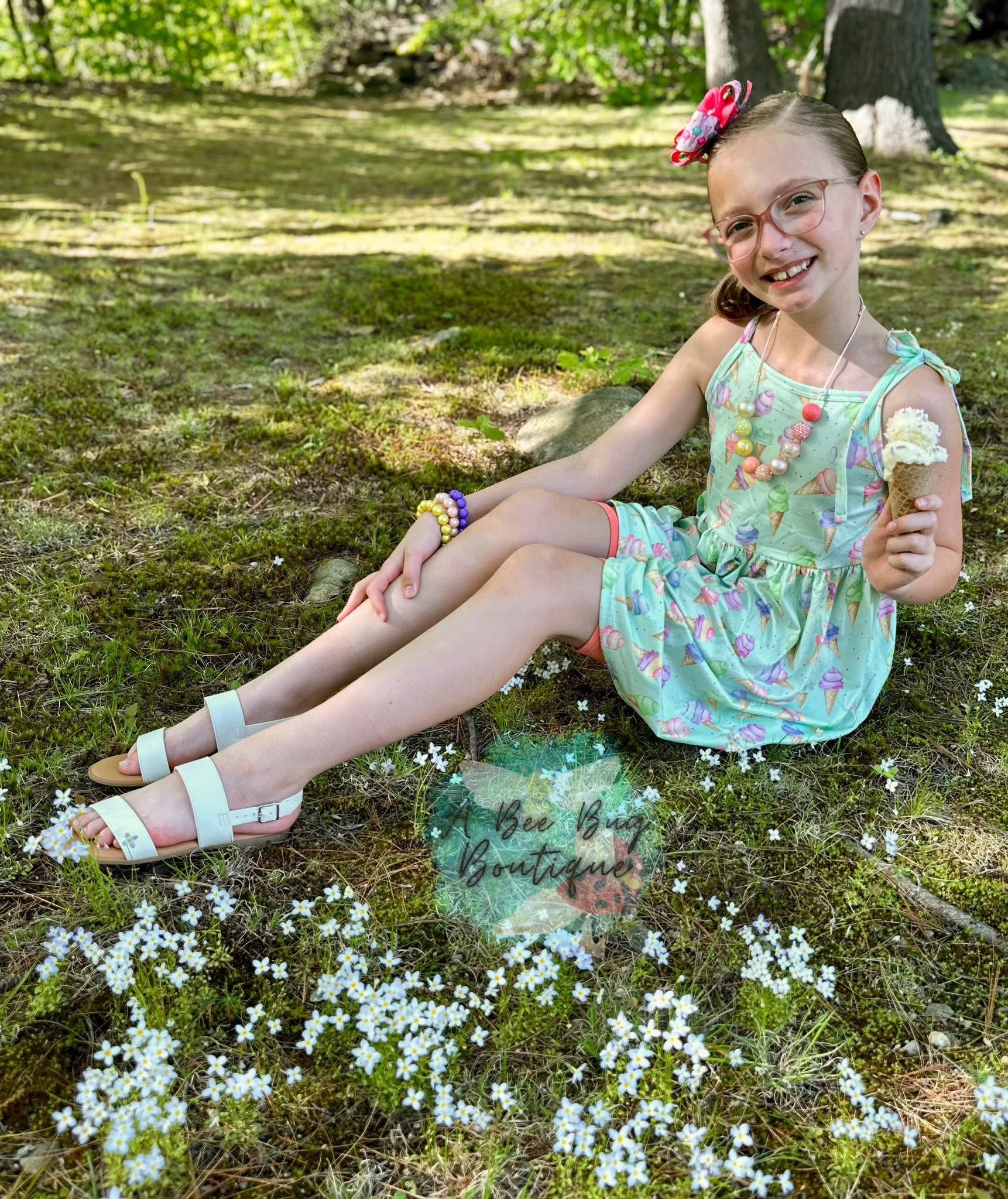 Sweet Scoops Tie Shoulder Dress