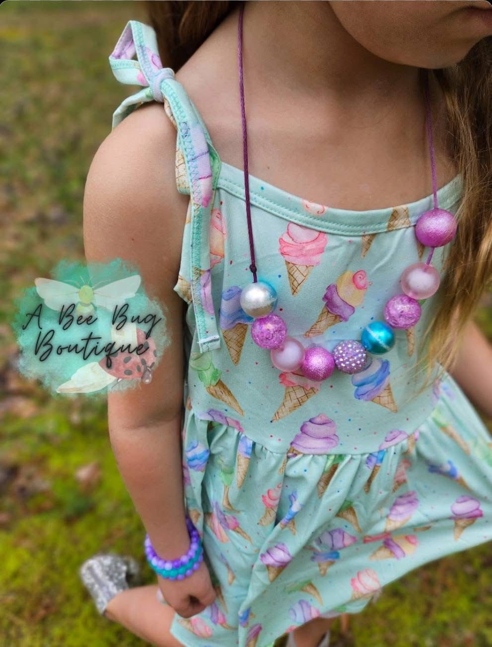 Sweet Scoops Tie Shoulder Dress