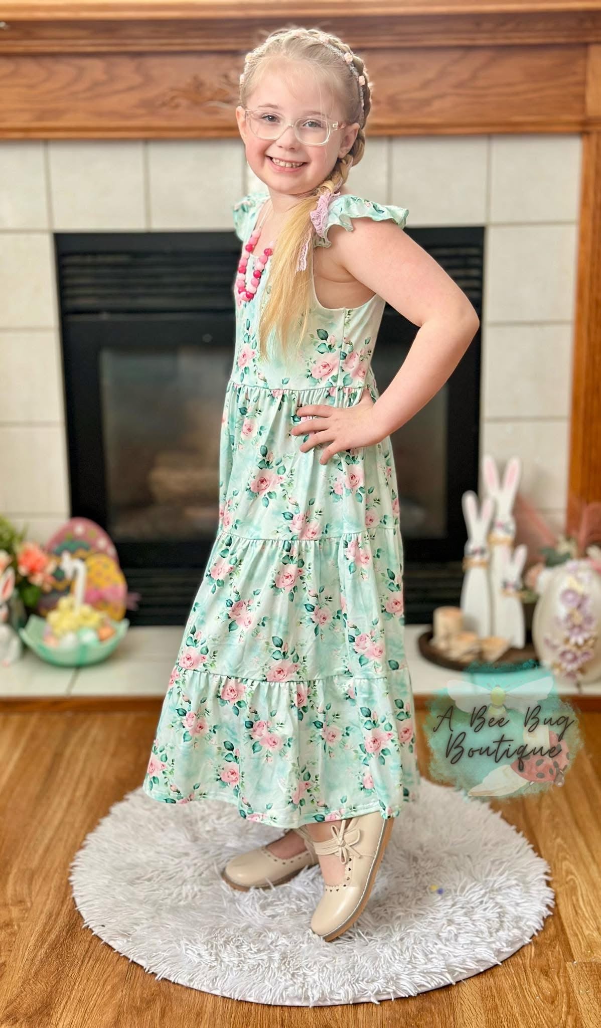 Spring Sage Floral Maxi Dress