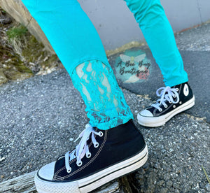 Teal Lace Insert Leggings