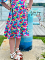 Load image into Gallery viewer, Neon Tie Dye Cold Shoulder Dress
