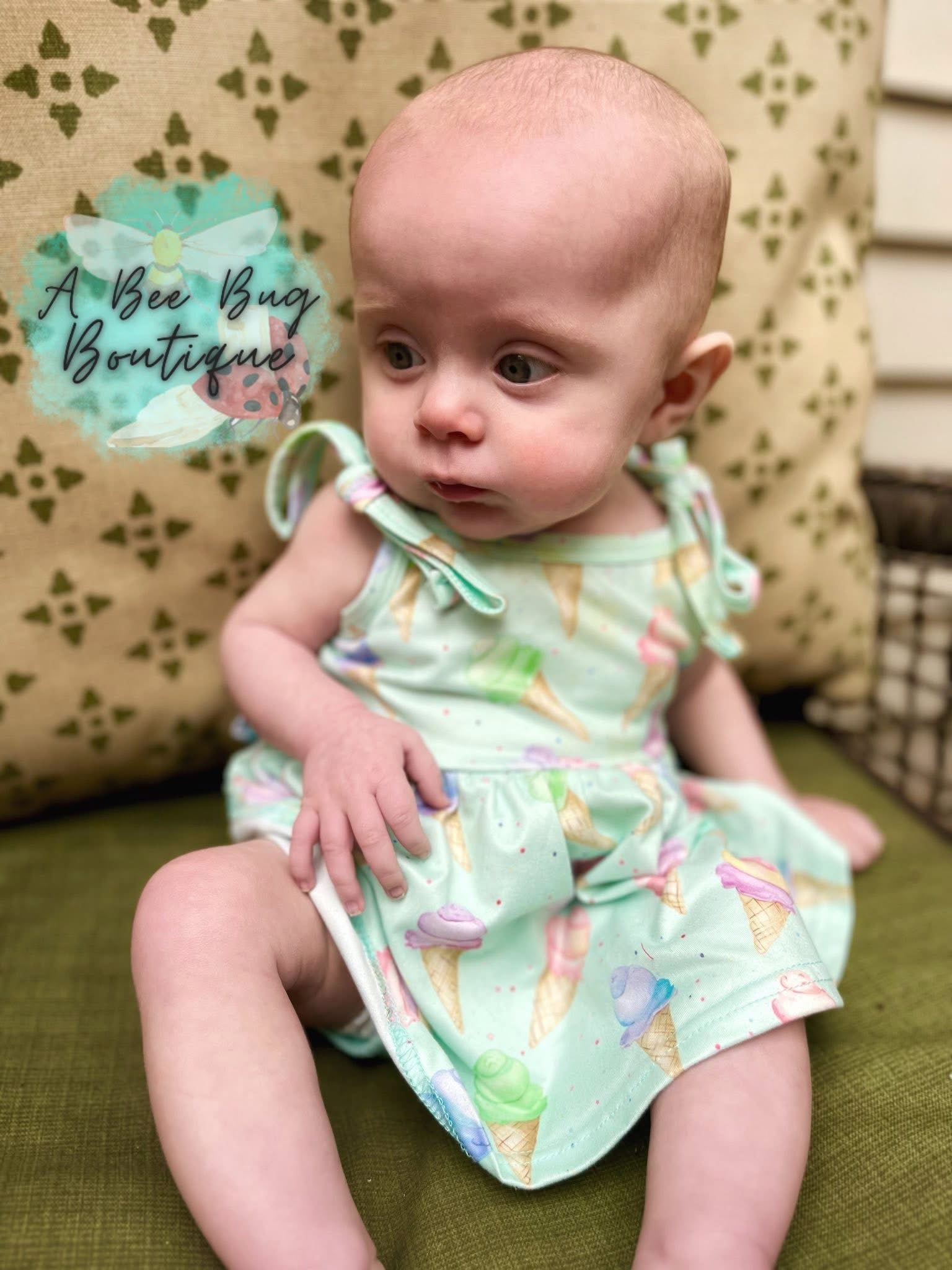 Sweet Scoops Tie Shoulder Dress