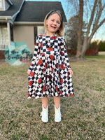 Load image into Gallery viewer, Racing Hearts Twirl Dress
