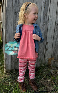 Mauve Stripe Button Leggings