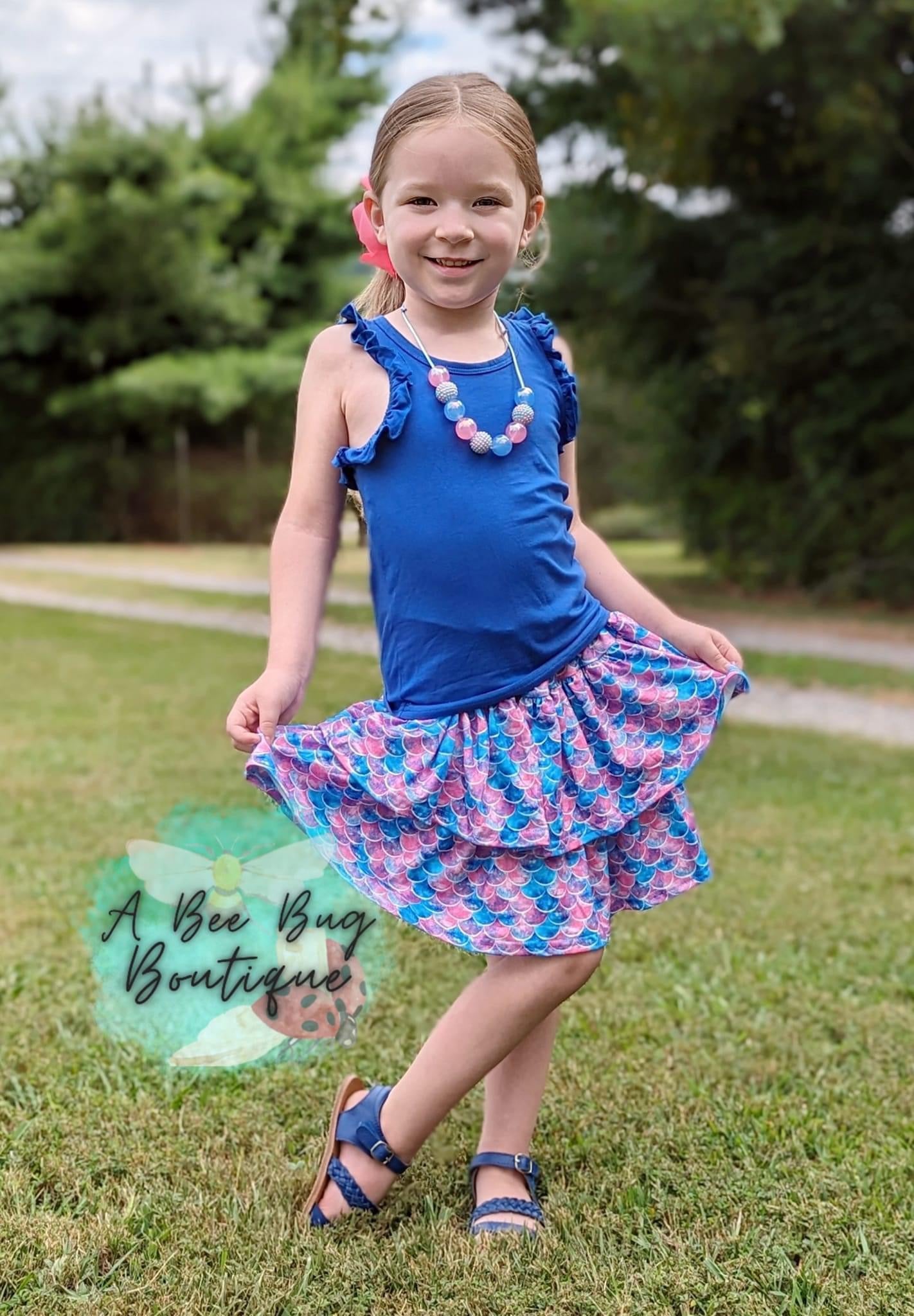 Watercolor Mermaid Ruffled Skort