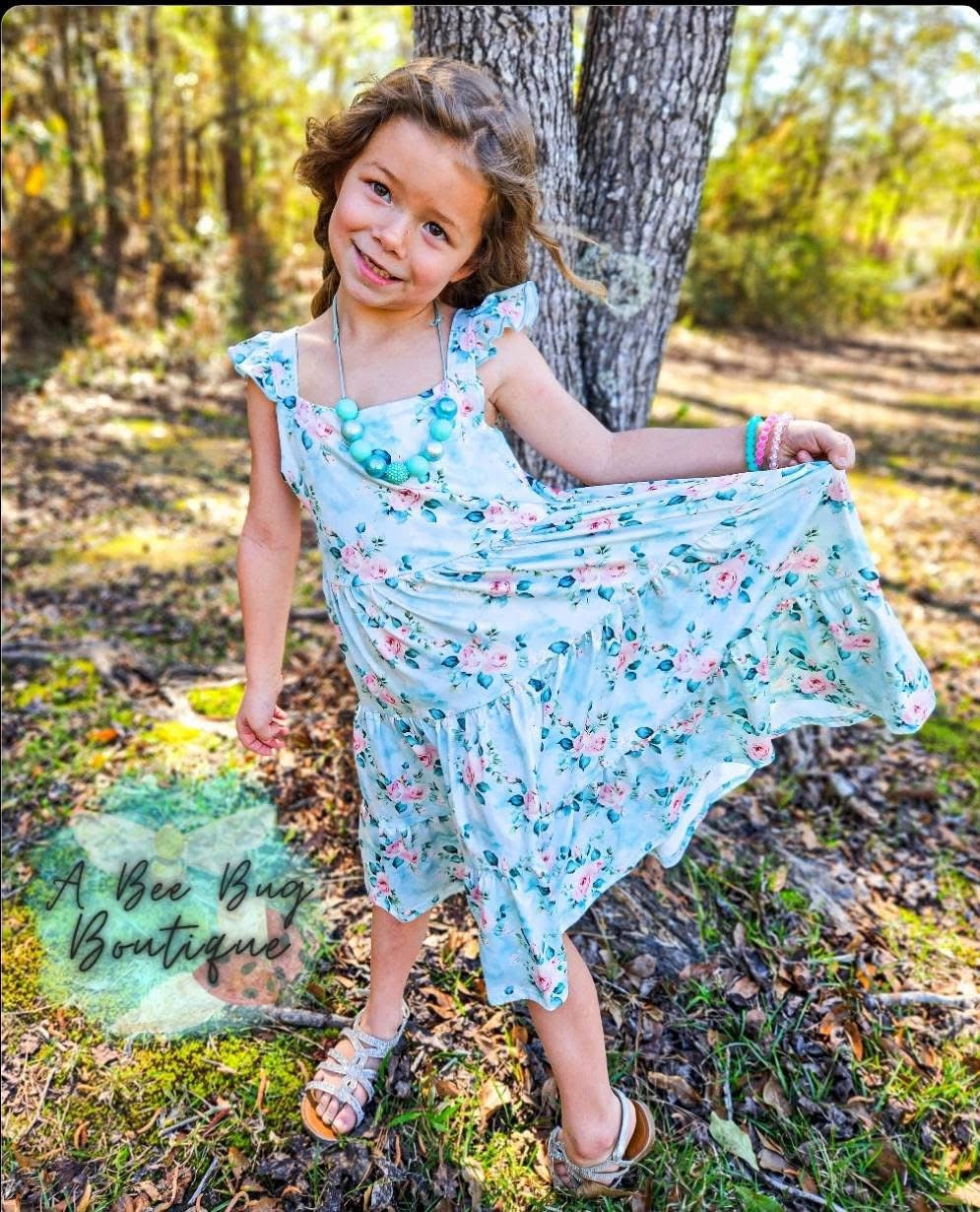 Spring Sage Floral Maxi Dress