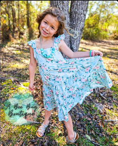 Spring Sage Floral Maxi Dress