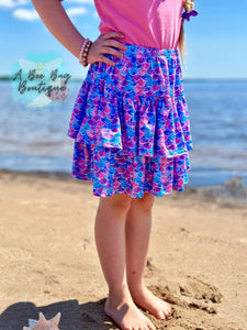 Watercolor Mermaid Ruffled Skort