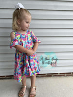 Load image into Gallery viewer, Neon Tie Dye Cold Shoulder Dress
