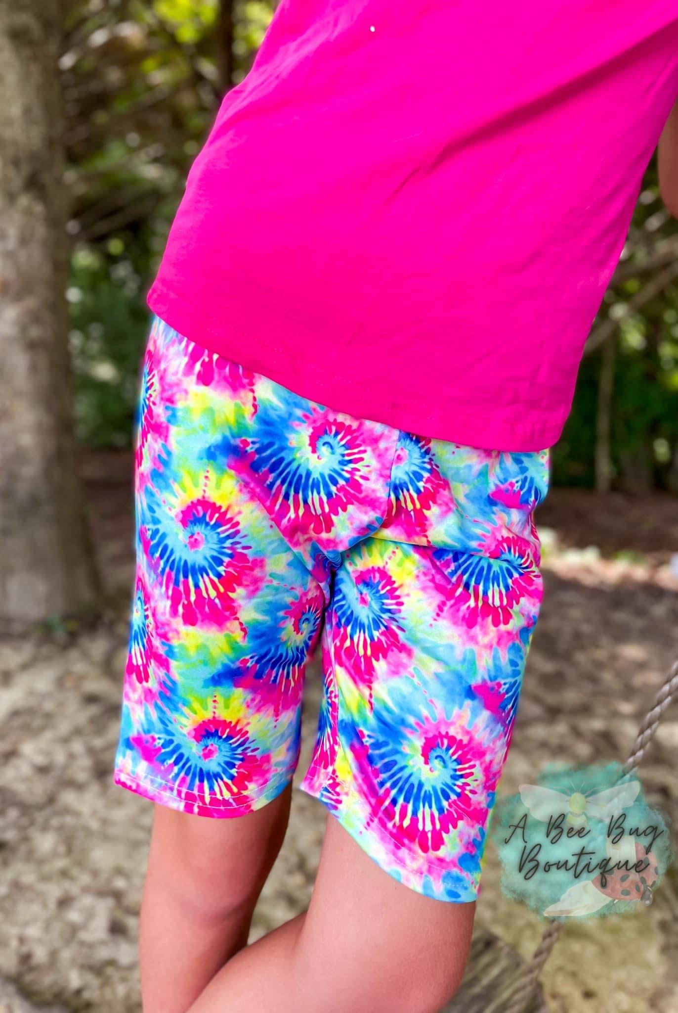 Neon Tie Dye biker shorts