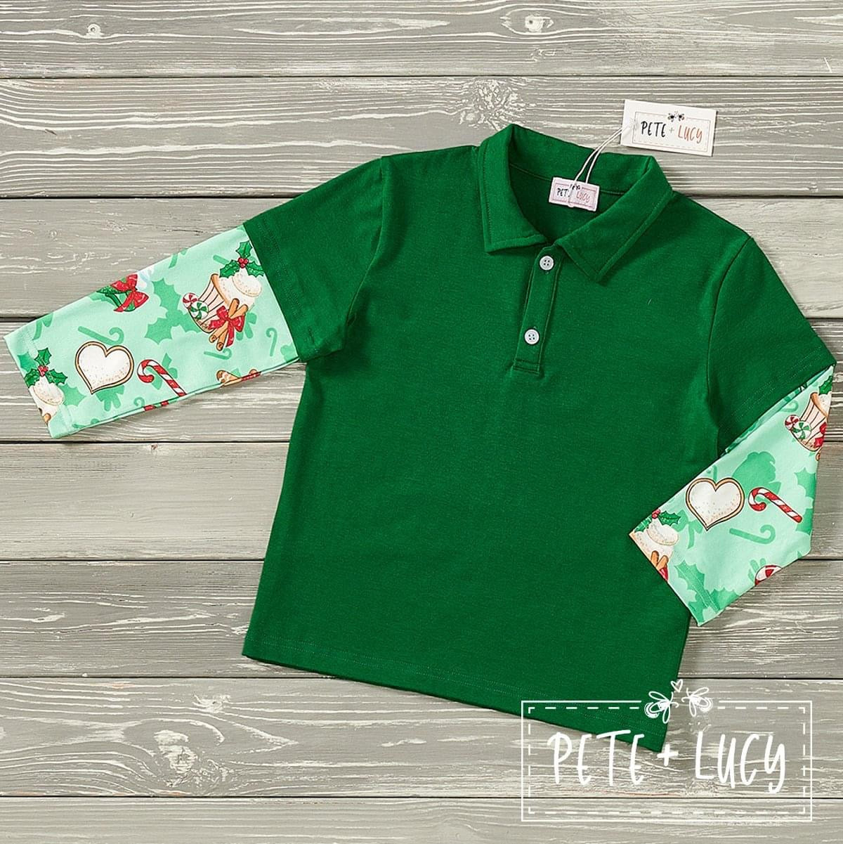 Pete + Lucy Christmas Sweets Boys Collared Top
