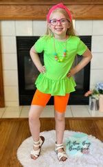 Load image into Gallery viewer, Neon Green Short Style Peplum Top
