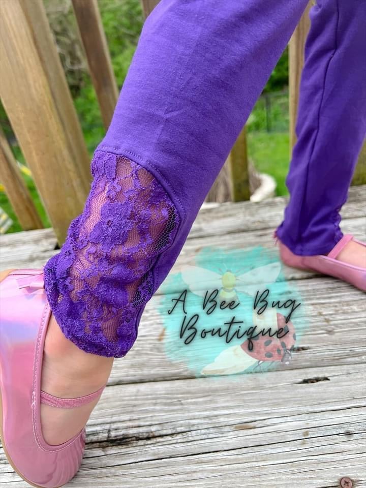 Purple Lace Insert Leggings