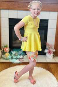 Yellow Bow Back Peplum