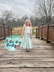 Spring Sage Floral Maxi Dress