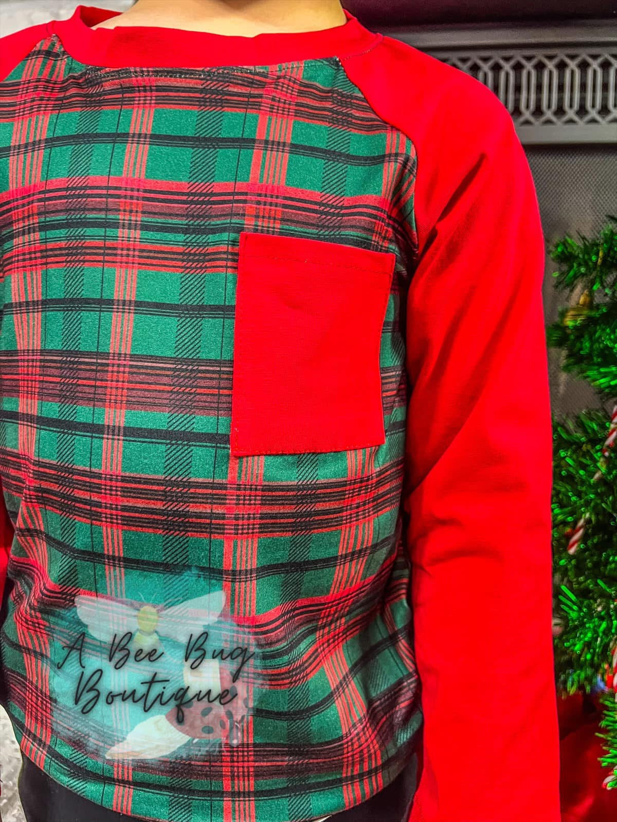 Classic Christmas Plaid Raglan Tee